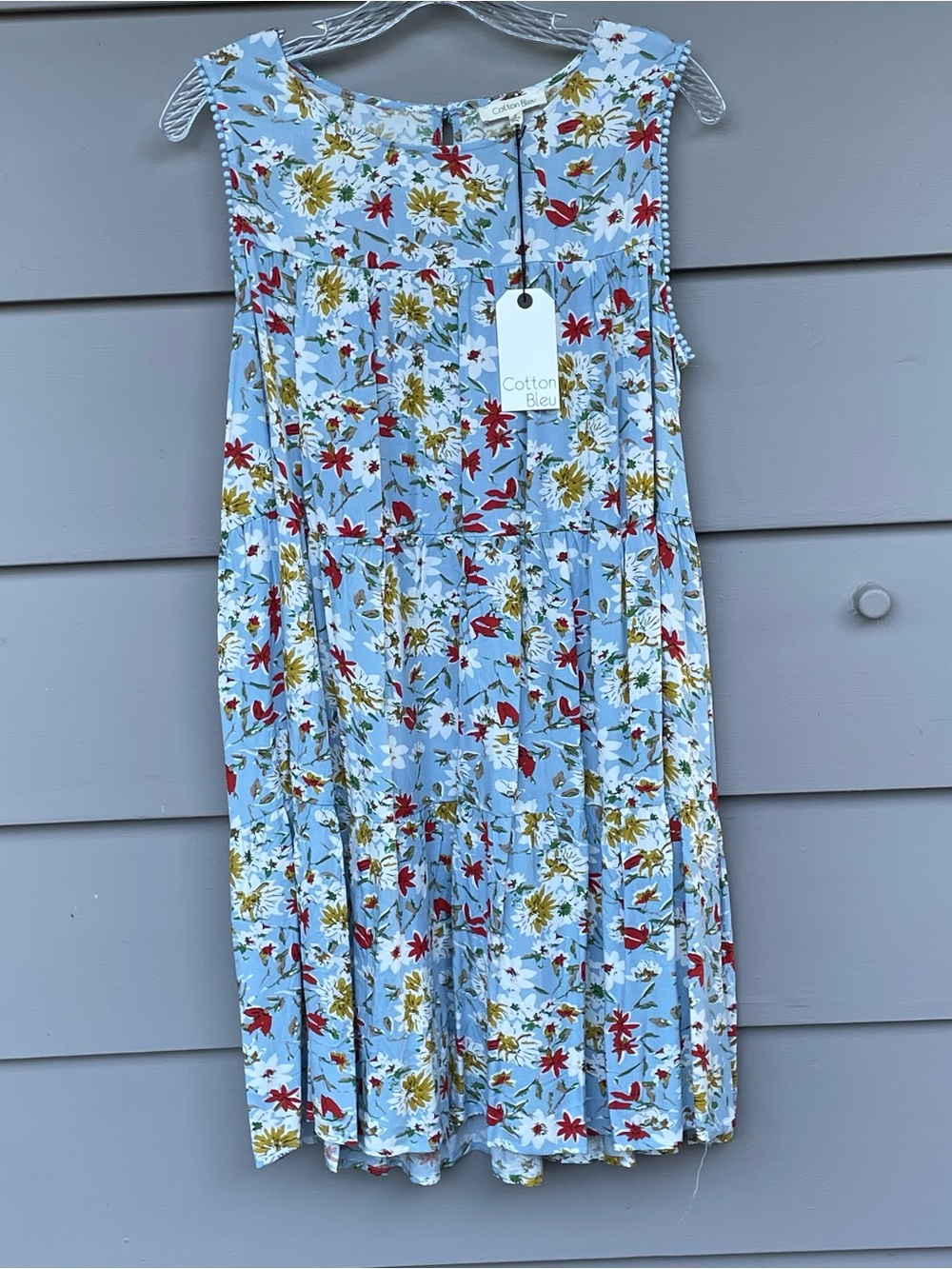 Floral Tiered Babydoll Sleeveless Mini Dress Whimsical Cottagecore Dainty Size S